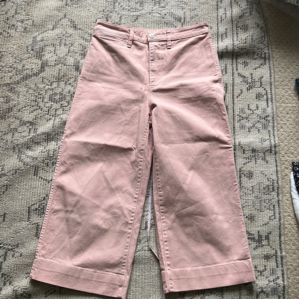 Madewell Pink Wide-Leg Cropped Jeans